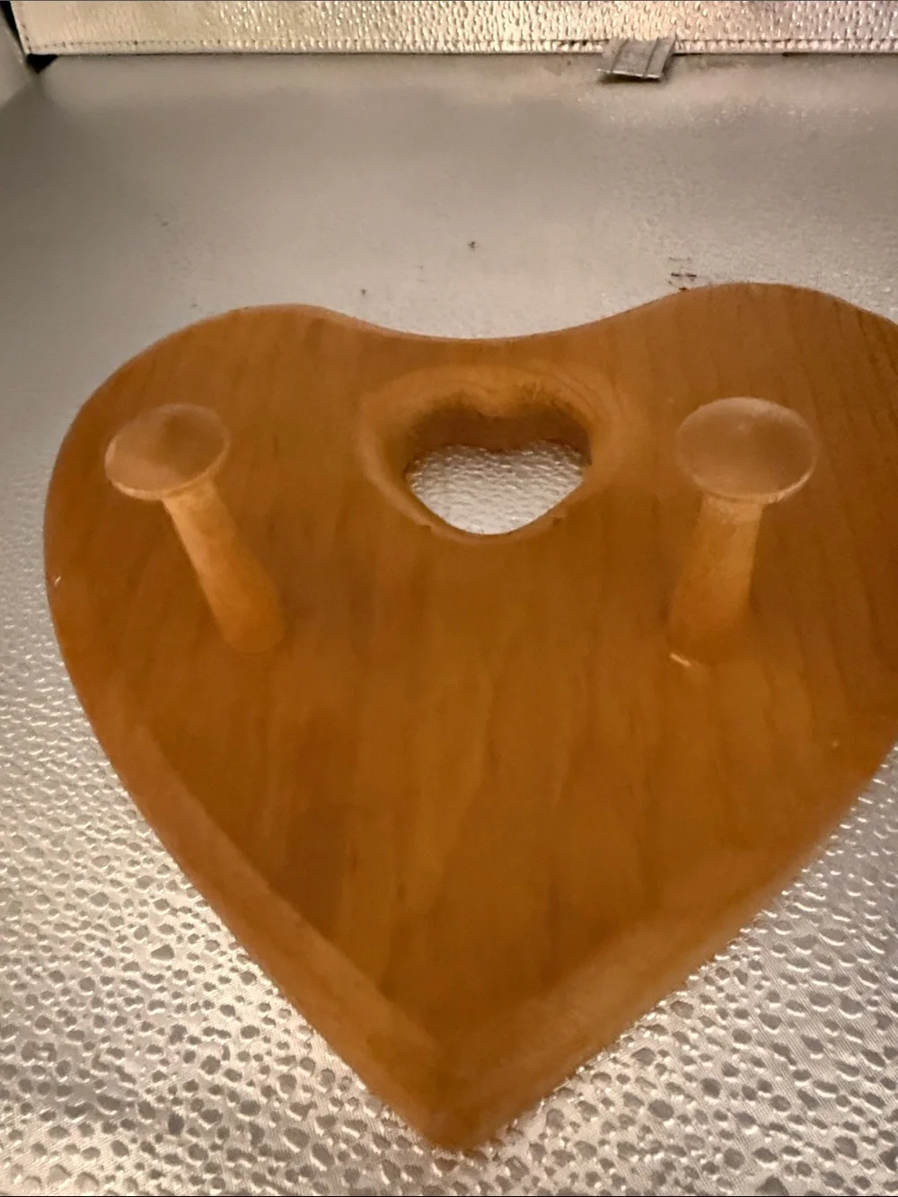 Vintage Wooden Heart Wall Hook - Natural Brown